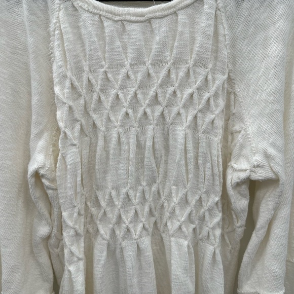 FREE PEOPLE SNOWBELL Babydoll cream boho milkmaid raglan sleeve oversd top NWOT - Picture 5 of 16